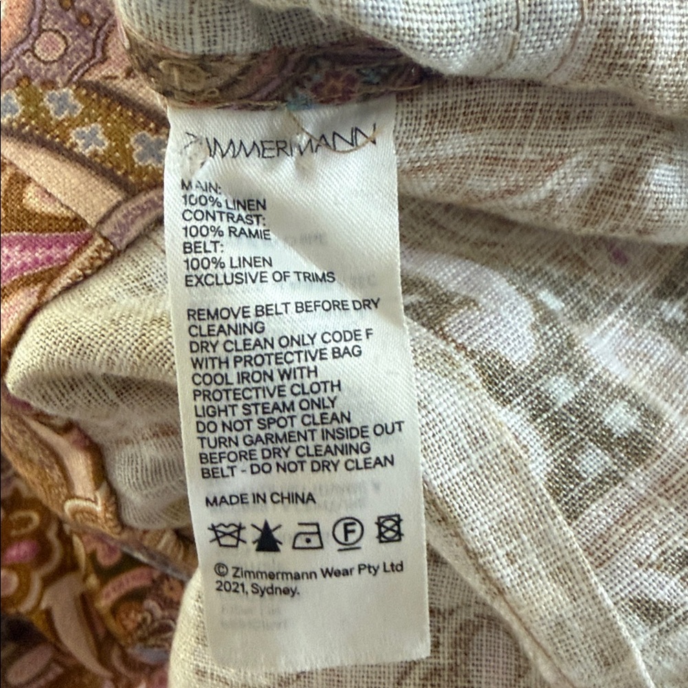 Zimmermann Concert Paisley Linen Belted Jumpsuit NWOT - Picture 12 of 12